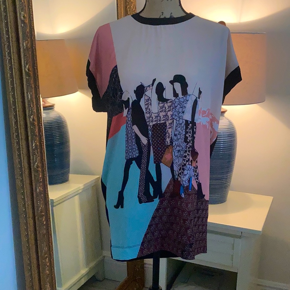 Unisex Modern Tunic Patchwork Print Medium - image 1